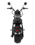 Back front view of Eahora M1PS + Rear Seat - Black 4000W chopper-style electric scooter