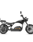 Eahora M1PS + Rear Seat - Black 4000W electric chopper motorcycle side view