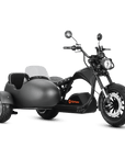 Left angled view of Eahora 4000W M1PS + Sidecar - Black retro electric chopper