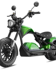 Right side profile of Eahora M1PS Outlaw Green chopper-style scooter