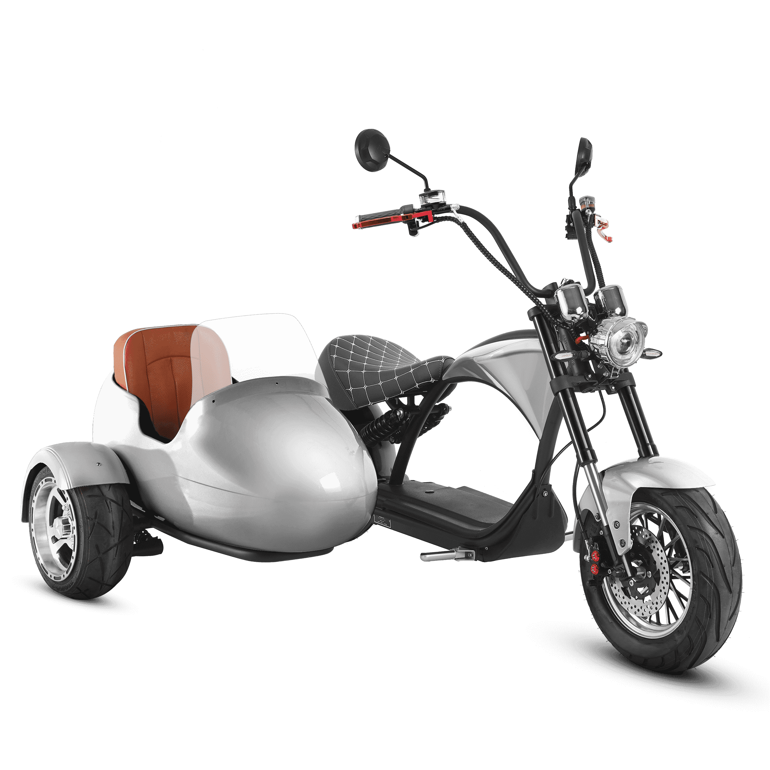 Motorcycle & Sidecar  2000W Electric Trike Scooter -Eahora M1P Silver