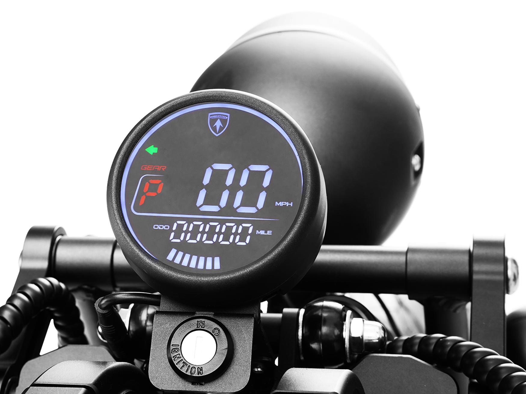 Close-up of M1PS Ironbone Horse digital dashboard