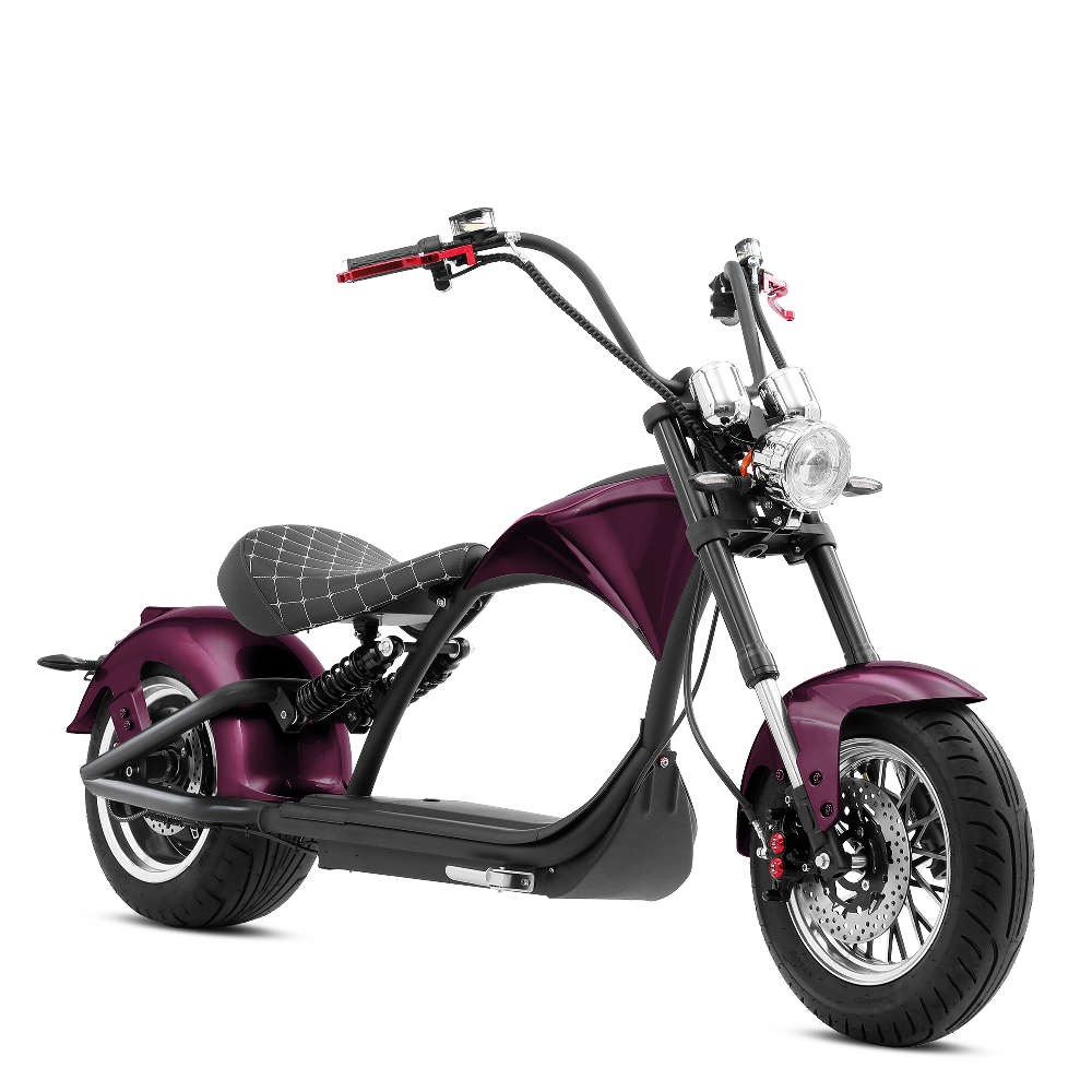 2000W Electric Chopper Motorcycle_Fat Tire Electric Scooter_Eahora Emars M1P_Purple2