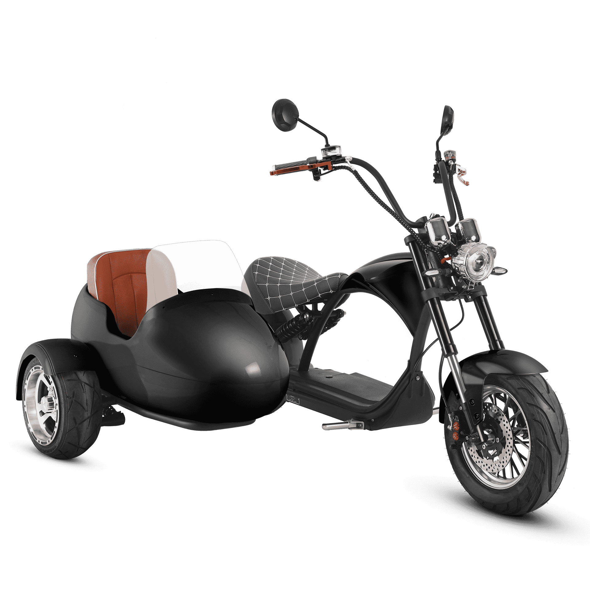 Motorcycle With Sidecar_2000W Electric Trike Scooter_Black