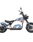 Eahora M1PS chopper electric motorcycle 4000W in Old Glory, side view 