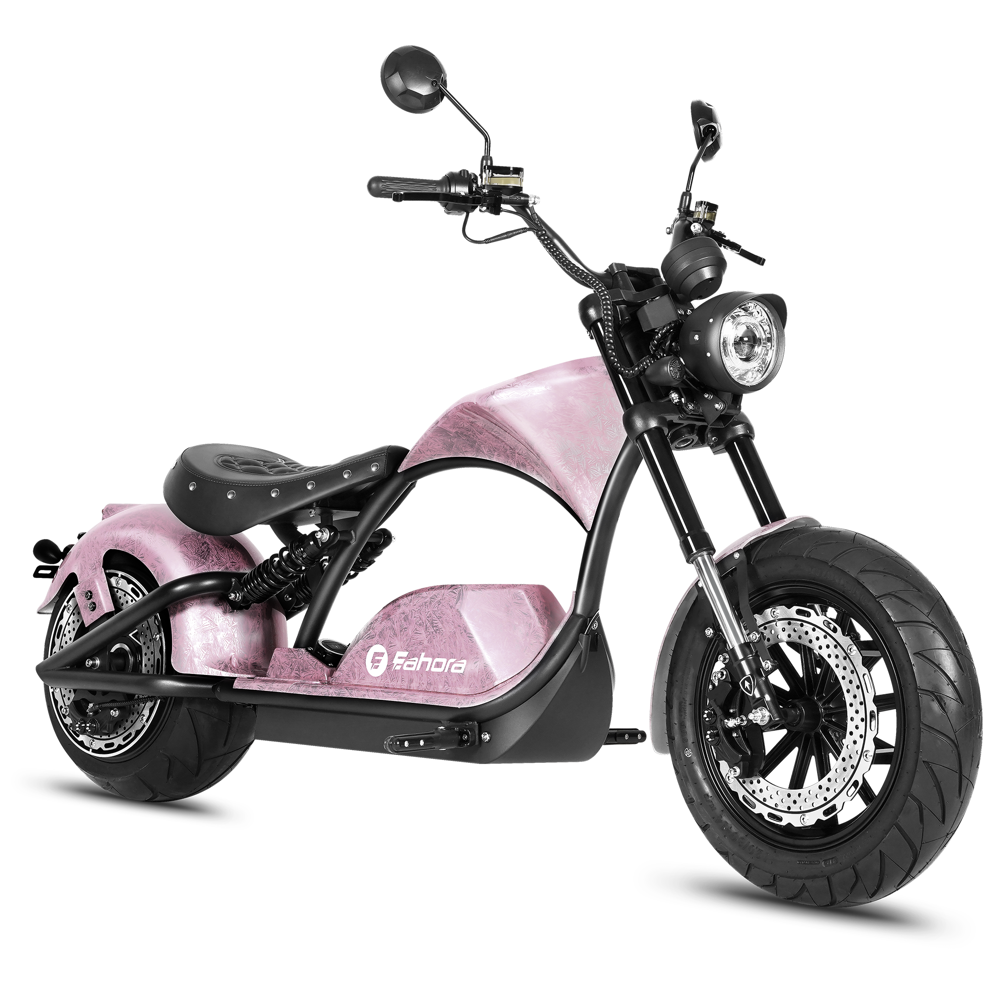 Left side view of Eahora M1PS Rebel Rose
 retro electric chopper
