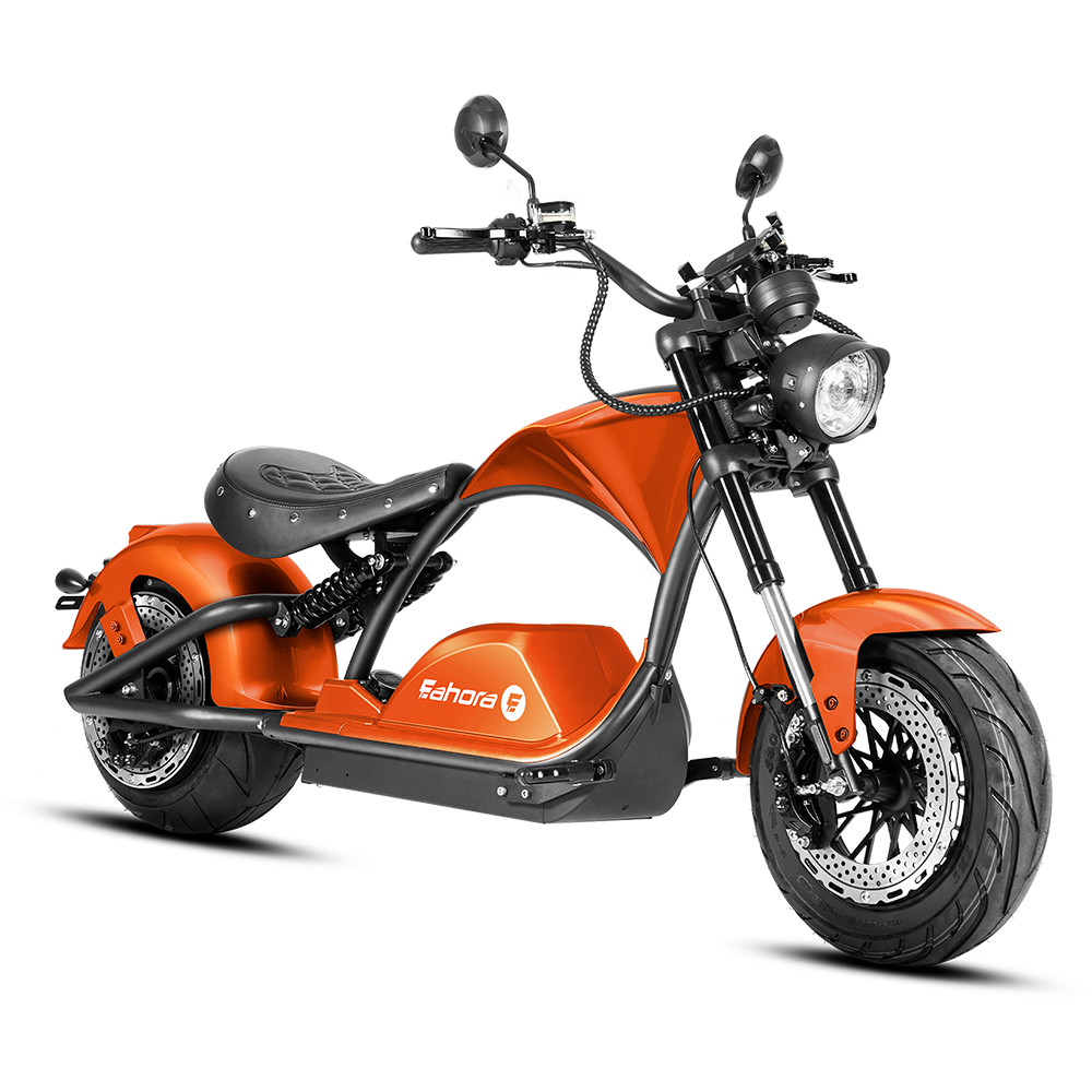4000W Electric Chopper Motorcycle- Fat Tire Electric Scooter- Eahora 4000W M1PS - orange