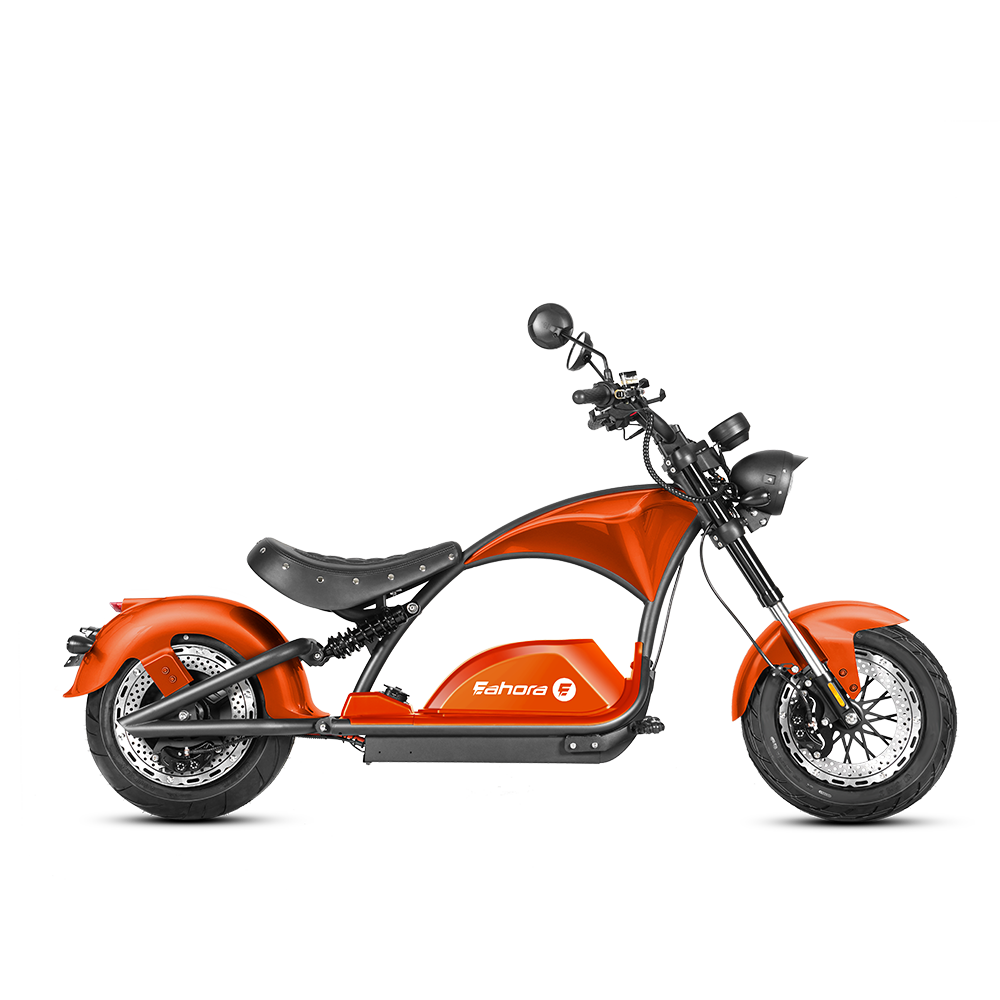 4000W Electric Chopper Motorcycle- Fat Tire Electric Scooter- Eahora 4000W M1PS - orange