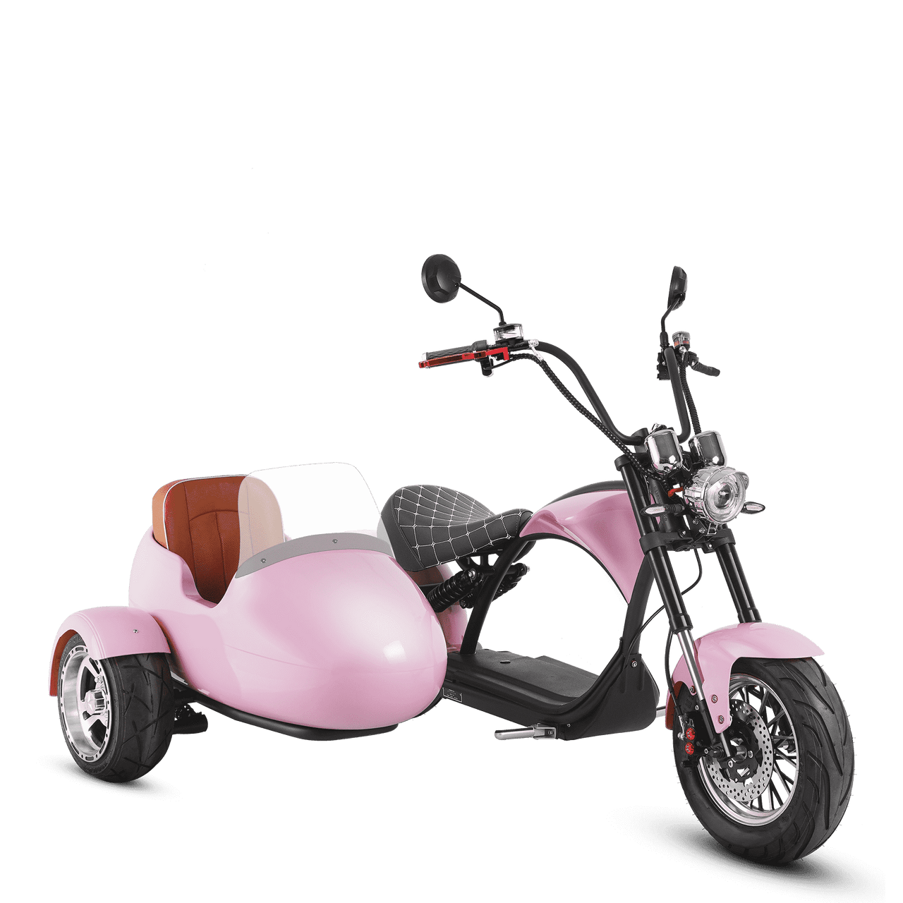 Motorcycle With Sidecar_2000W Electric Trike Scooter_Pink