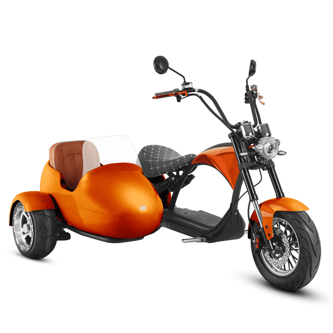 Motorcycle With Sidecar_2000W Electric Trike Scooter_Orange