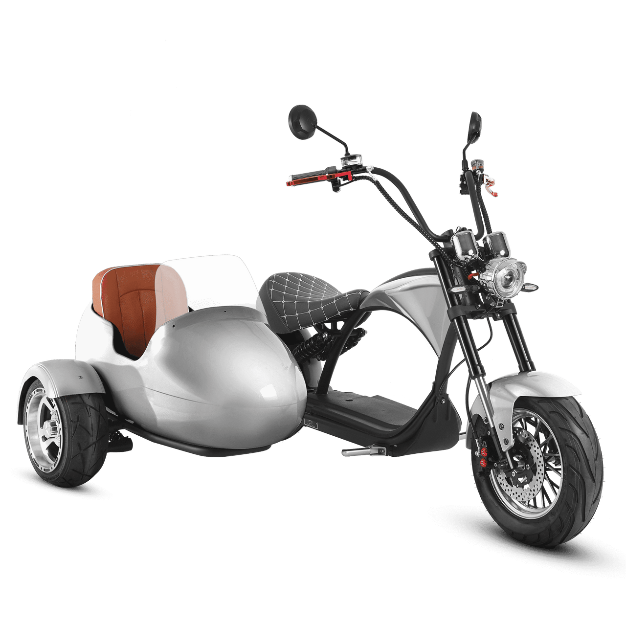 Motorcycle With Sidecar_2000W Electric Trike Scooter_Eahora_M1P_Silver