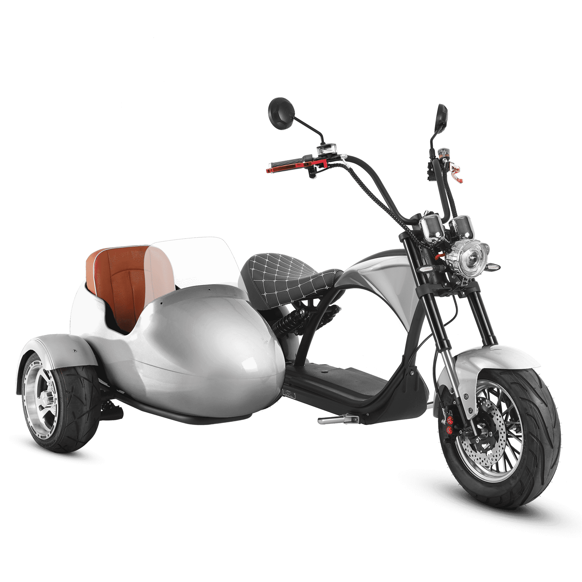 Motorcycle With Sidecar_2000W Electric Trike Scooter_Eahora_M1P_Silver